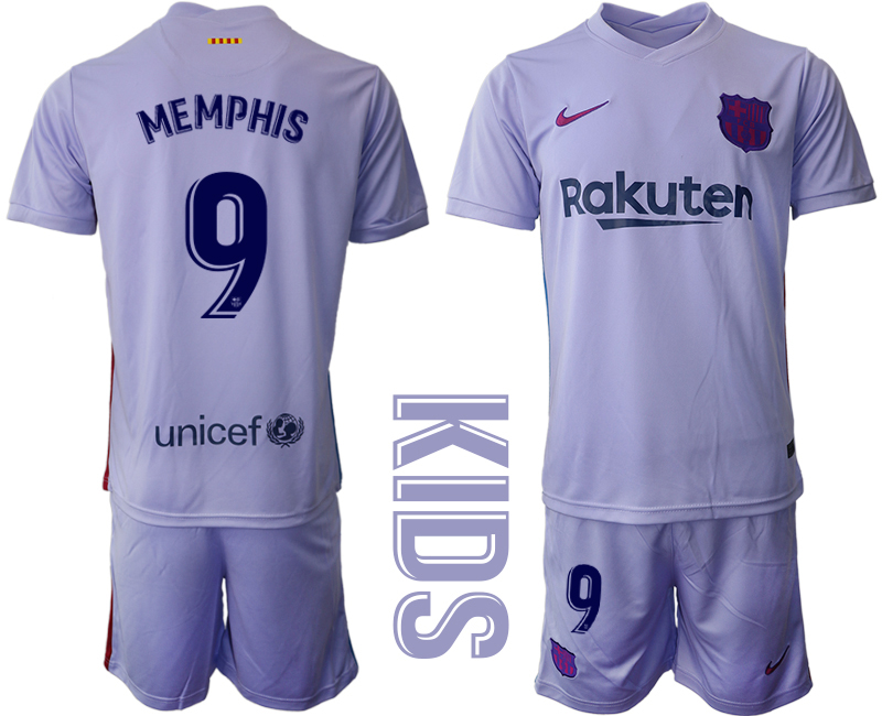 Youth 2021-2022 Club Barcelona away purple #9 Soccer Jersey